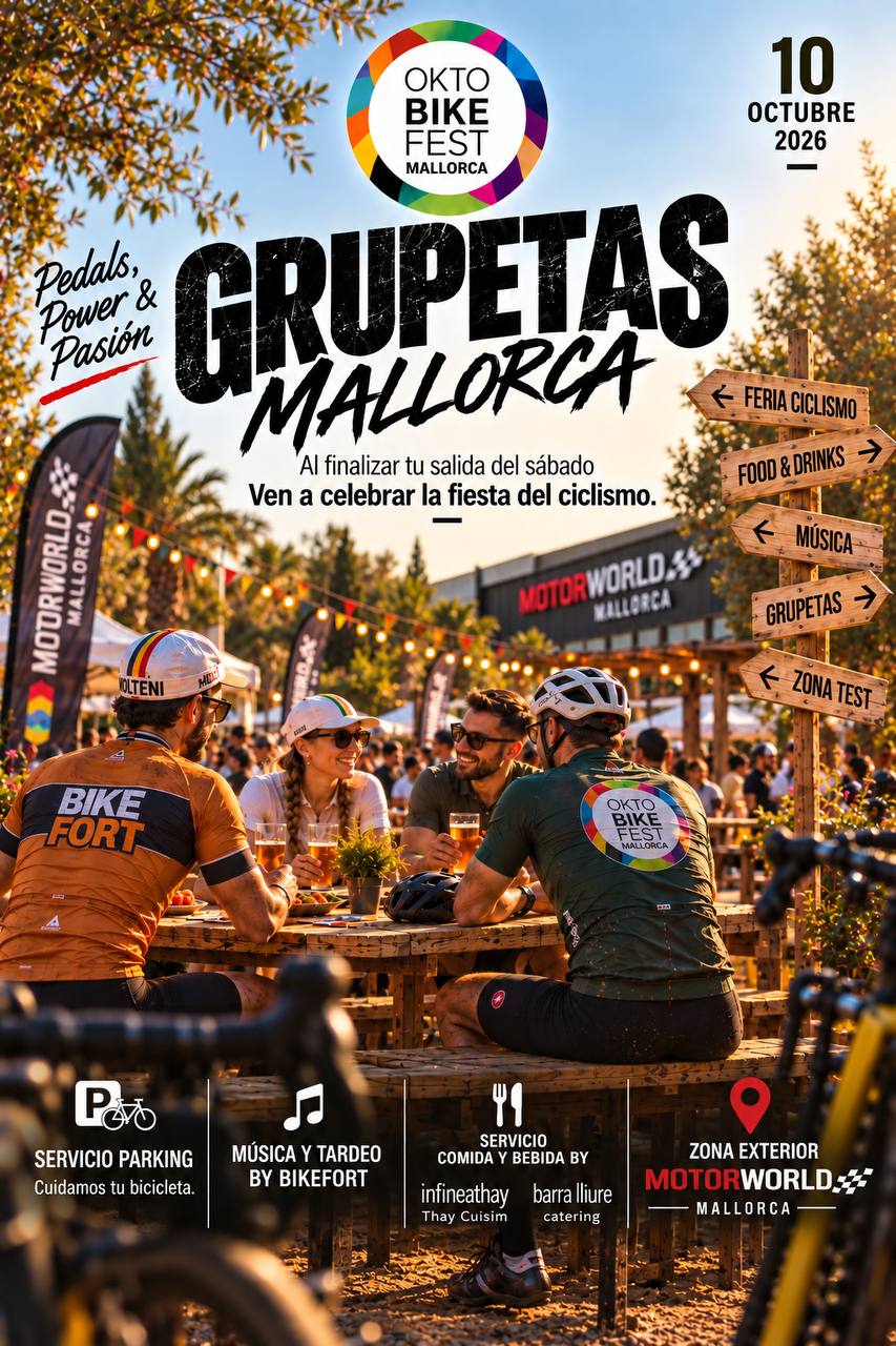 Póster Grupetas Mallorca — fiesta del ciclismo 10 de octubre de 2026