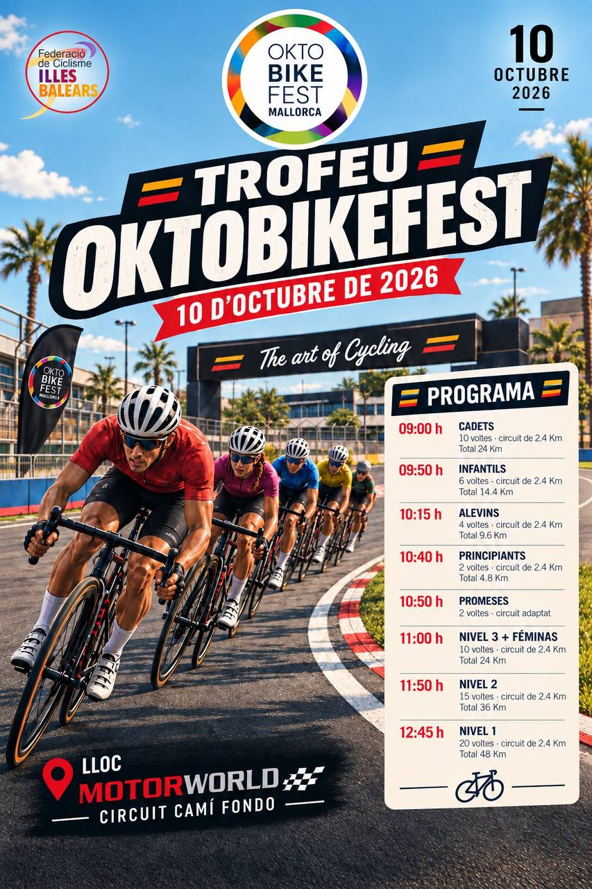 Póster Trofeu OKTOBIKEFEST — programa de carrera en circuito 10 de octubre de 2026